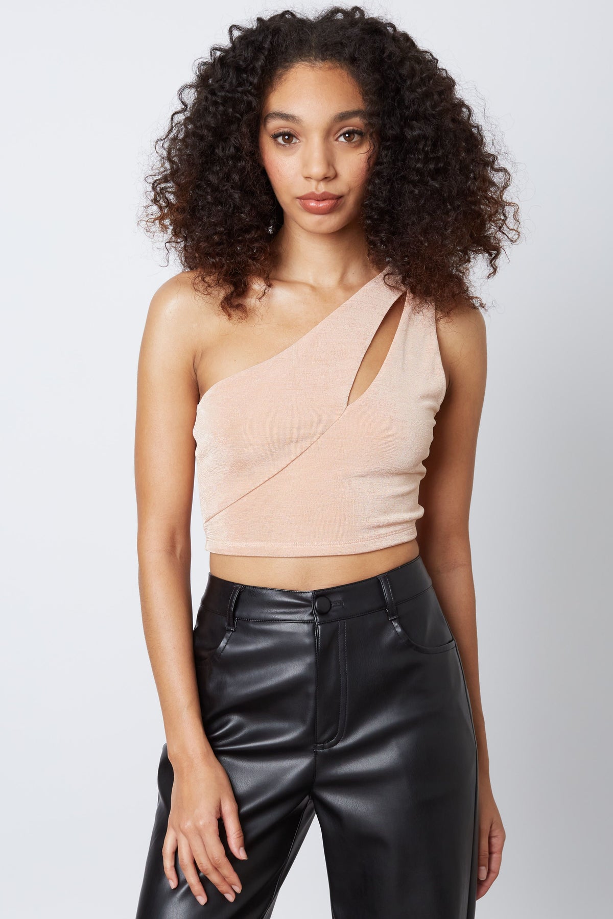 Apricot One Shoulder Top With Slit